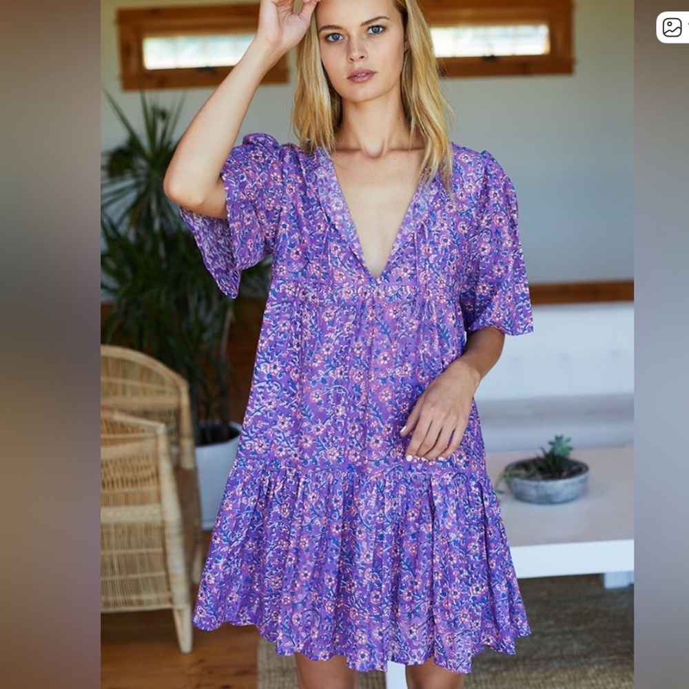 Emerson Fry India Collection Violet Wildflower Isla Dress Size XS/S